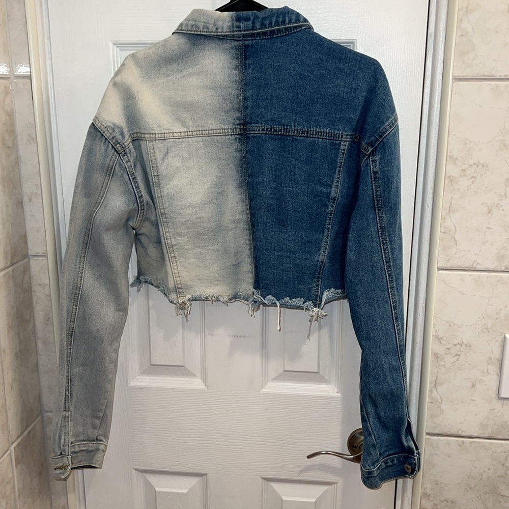 Shein Distressed Crop Denim Jacket - Picture 4 of 4